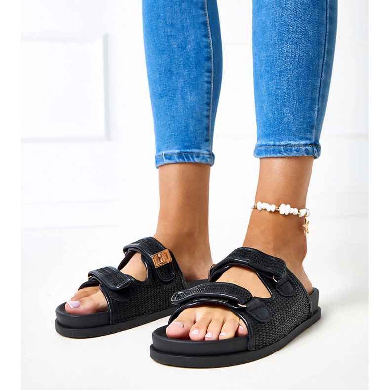 Black crochet flaps with adjustable kliris stripes 1