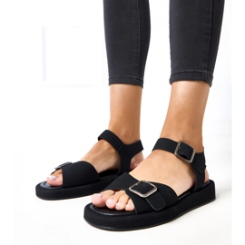 Black sandals with a buckle on the Mirkas belt 1