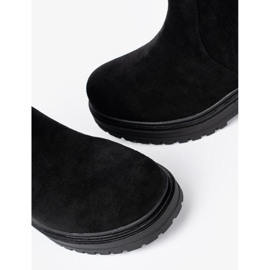 Shelvt Black women's boots on a massive sole 1