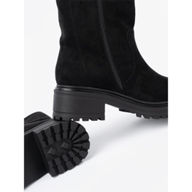 Shelvt Black women's boots on a massive sole 2