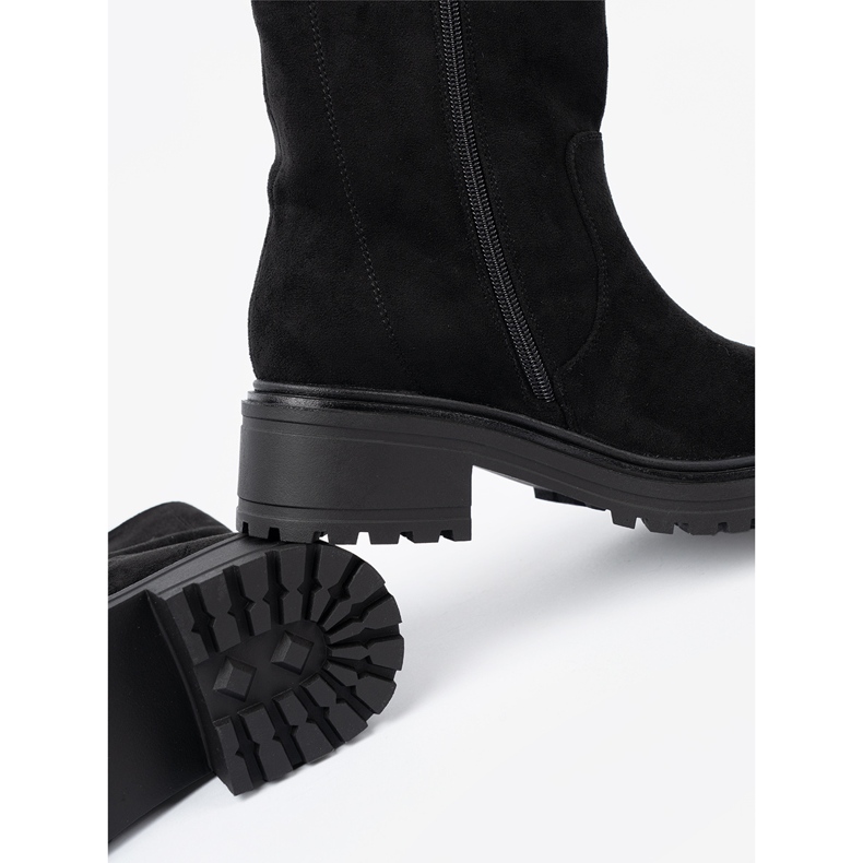 Shelvt Black women's boots on a massive sole 2