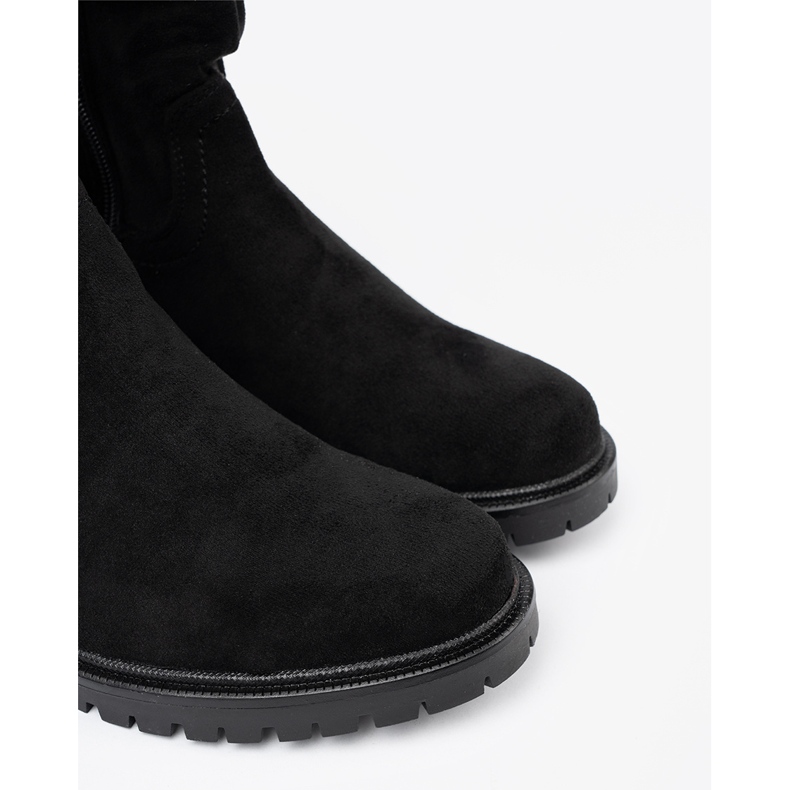 Shelvt Black boots with a crinkled upper and a zipper 1