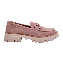 S.Barski Suede Women's Moccasins With Decoration D&amp;A TW117 Pink 2