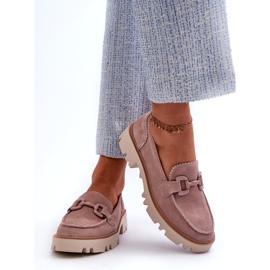S.Barski Suede Women's Moccasins With Decoration D&amp;A TW117 Pink 3