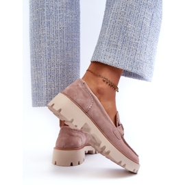 S.Barski Suede Women's Moccasins With Decoration D&amp;A TW117 Pink 4