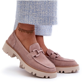 S.Barski Suede Women's Moccasins With Decoration D&amp;A TW117 Pink 5