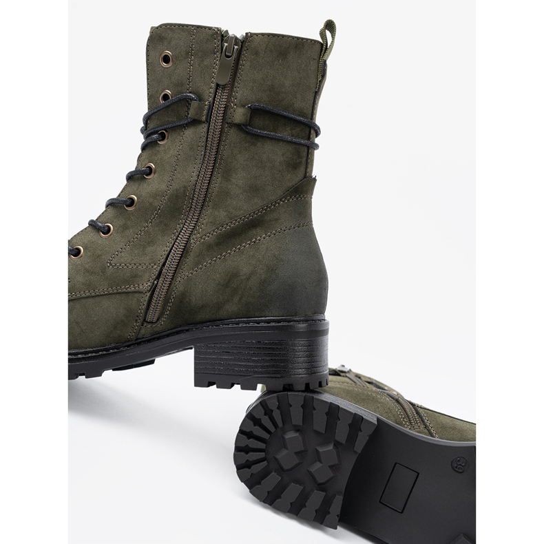 Shelvt Lace -up dark green workers with a shading effect on the nose 1