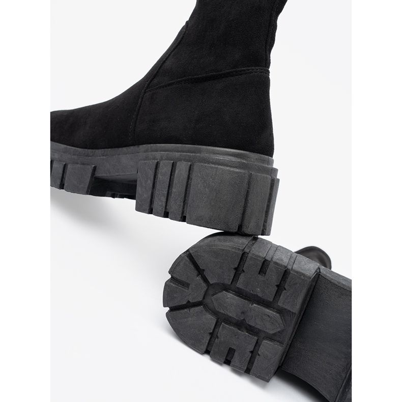 Shelovet women's black suede ankle boots 1