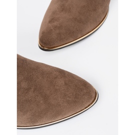 Shelvt Dark beige suede boots on the post 2