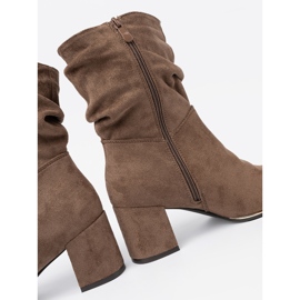 Shelvt Dark beige suede boots on the post 1