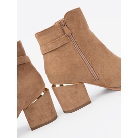 Shelvt Stylish boots in a light brown shade with golden detail 1