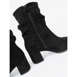 Shelvt Black suede boots with elegant wrinkling 1