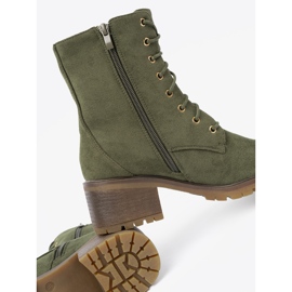 Green lace -up women's boots 1