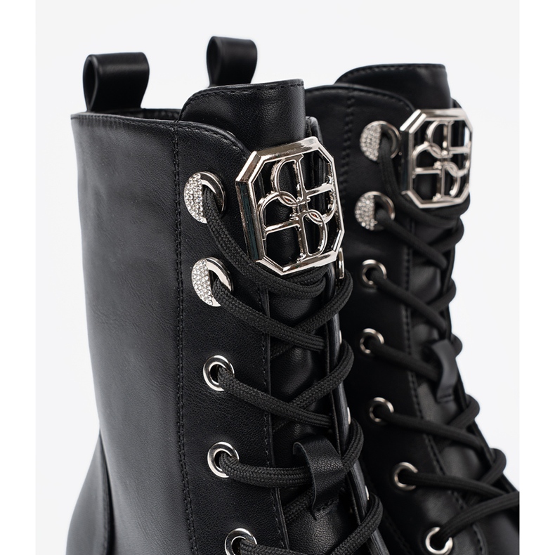 Shelvt Black laced bags with a metal decoration 1