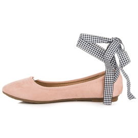 Ch. Creation Suede ballerinas with a ribbon pink 1