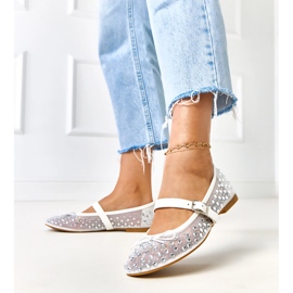 White mesh ballerinas with Elasid crystals 2