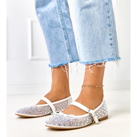 White mesh ballerinas with Elasid crystals 1