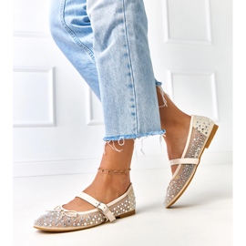 Beige mesh ballerinas with Elasid crystals 2