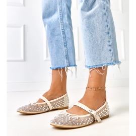 Beige mesh ballerinas with Elasid crystals 1