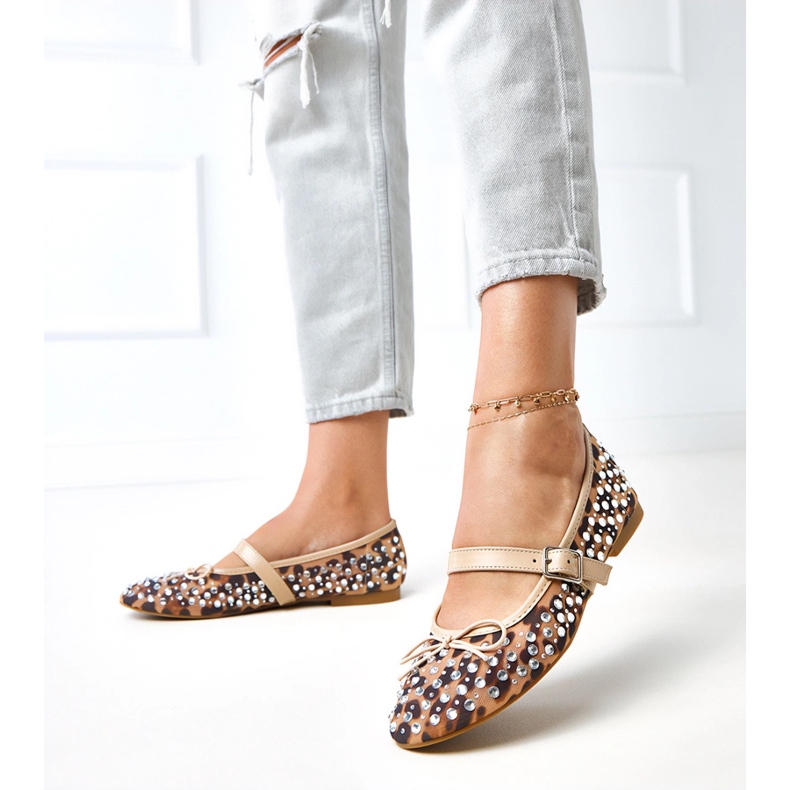 Leopard mesh ballerinas with Elasid crystals multicolored 2