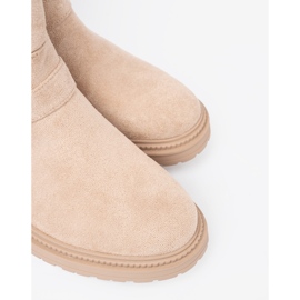 Shelvt Stylish jsnobeżowe boots with decorative buckles 1