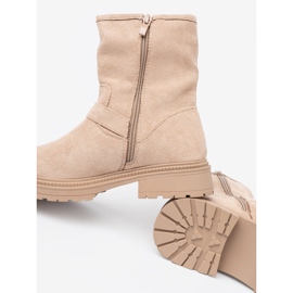 Shelvt Stylish jsnobeżowe boots with decorative buckles 2
