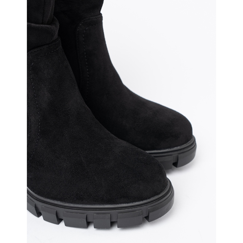 Shelvt Stylish black boots with a crinkled upper 1