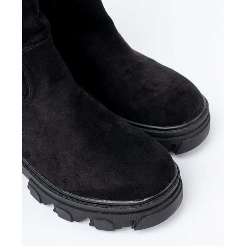 Shelvt Black boots with a minimalist cut 1