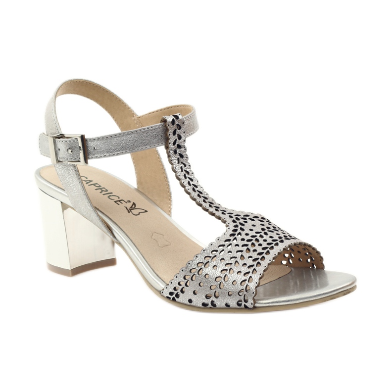 Caprice 28301 silver openwork sandals grey 1