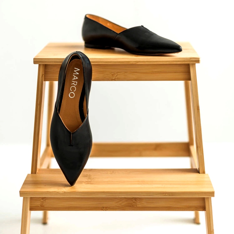 Marco Shoes Black Women's Ballerinas Marco 1285 with a cut -out 2