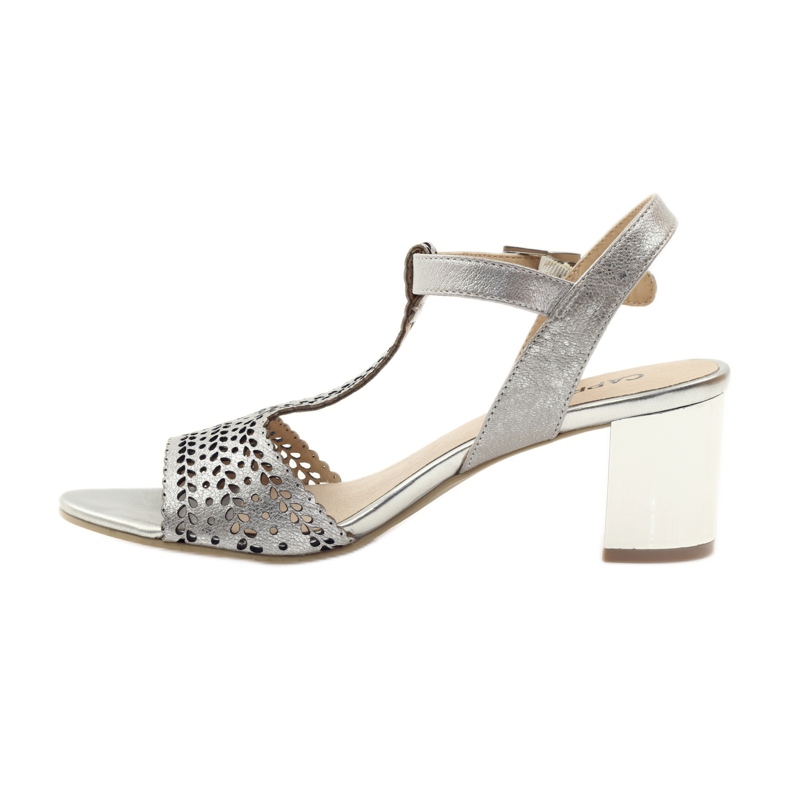 Caprice 28301 silver openwork sandals grey 2