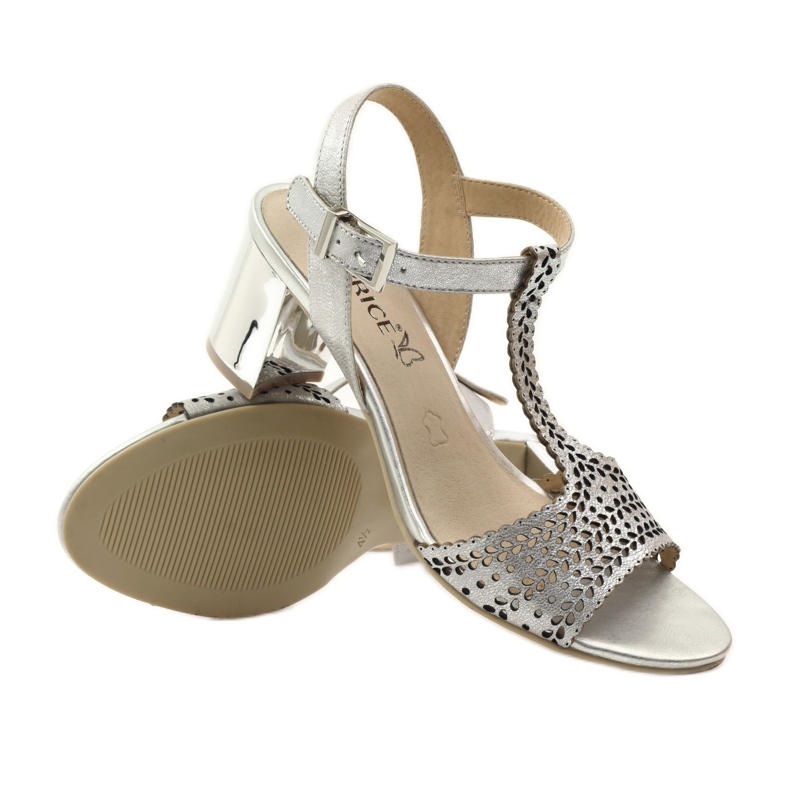 Caprice 28301 silver openwork sandals grey 3