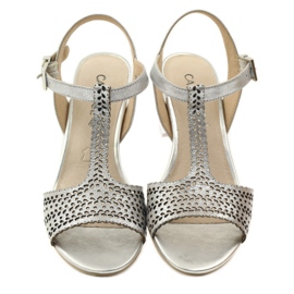 Caprice 28301 silver openwork sandals grey 4