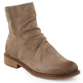 Women's suede boots brown Potocki z25-sz12716 beige 1