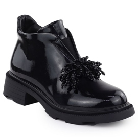 Women's leather boots with an ornament varnished black Filippo DBT6370 1