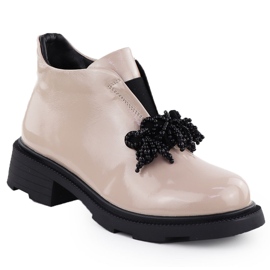 Women's leather boots with an ornament varnished beige Filippo DBT6370 1