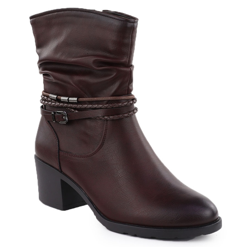 Women's boots on the block crinkled burgundy Jezzi asa128-63 1