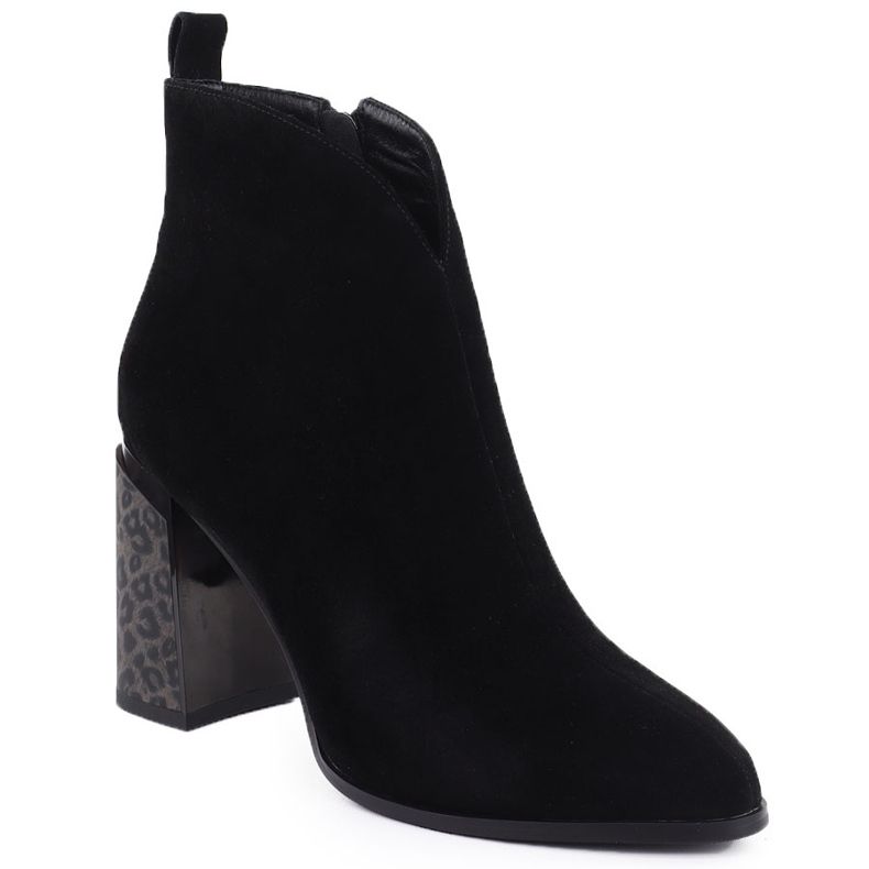 Women's suede boots on a decorative heel black gino fabiani 9210 1