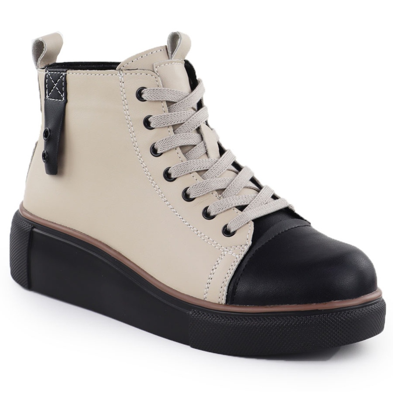 T.Sokolski Women's leather boots insulated beige. Sokolski Z24-218 1