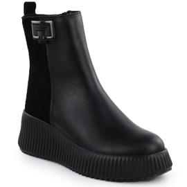 Women's leather boots on wedges Black Filippo DBT7268 1