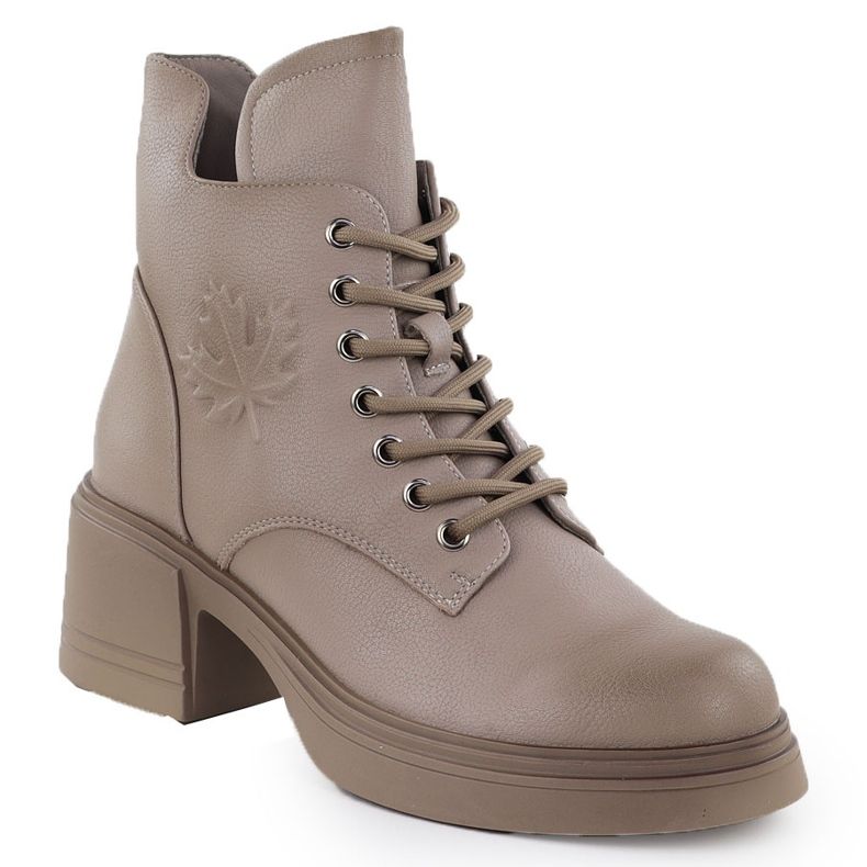 Leather boots on the pillar insulated beige Vinceza 26-39950 1