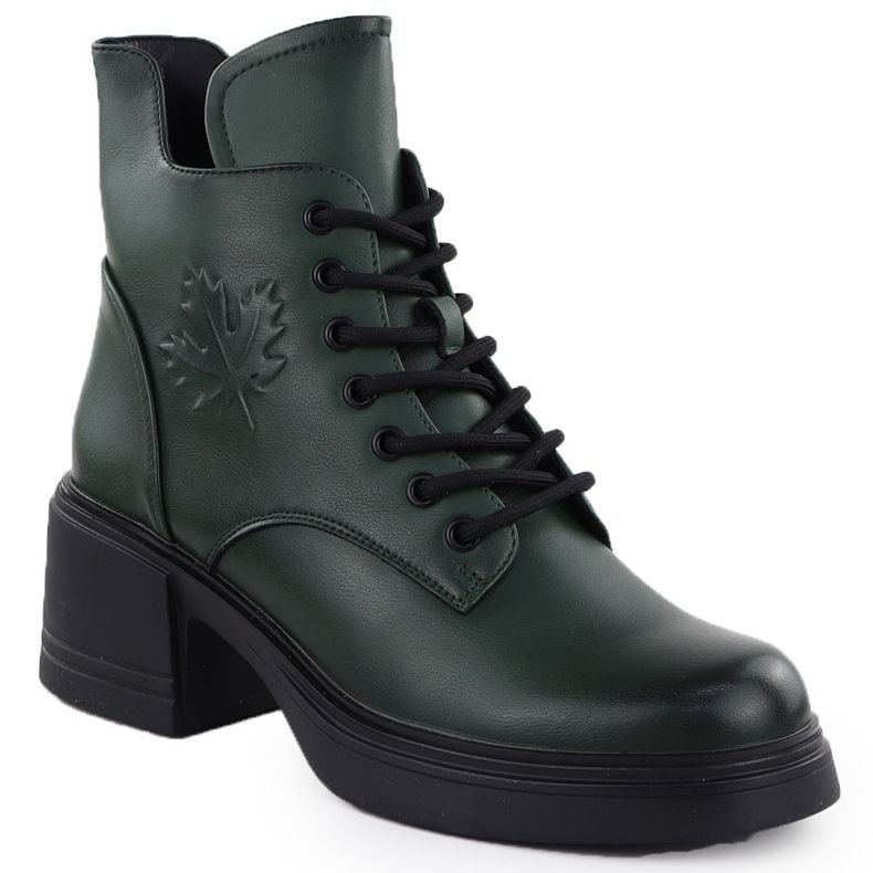 Leather boots on the post insulated green vinceza 26-39950 1 Leather boots on the post insulated green vinceza 26-39950 1