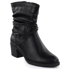 Crinkled boots on the block women's black Jezzi asa128-63 1