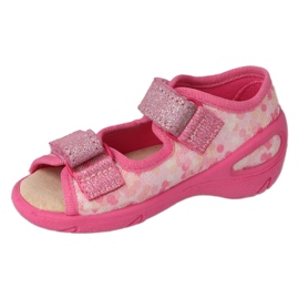 Befado children's sandals with leather insert 063X015 pink with glitter 1