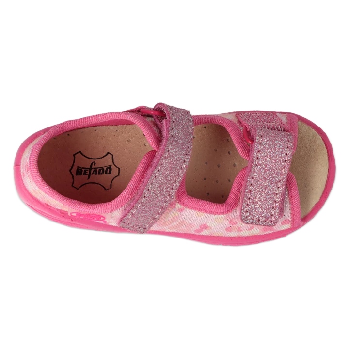 Befado children's sandals with leather insert 063X015 pink with glitter 2