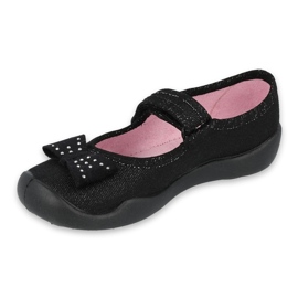 Befado children's ballerinas 114x240 with a bow in sequins black 1
