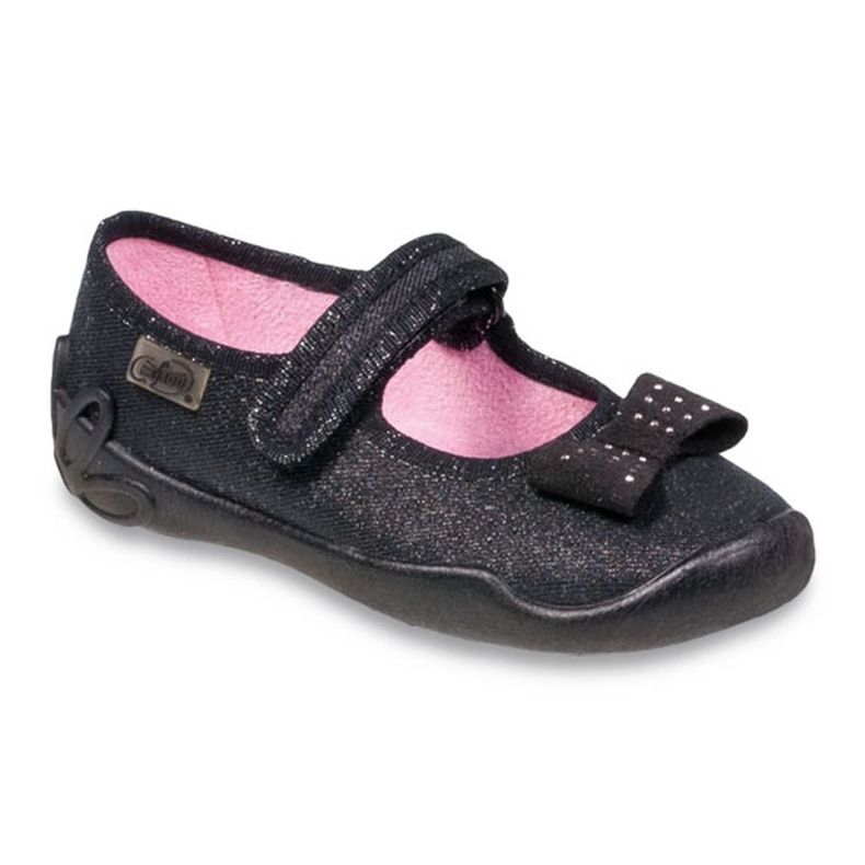 Befado children's ballerinas 114x240 with a bow in sequins black 5