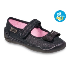 Befado children's ballerinas 114x240 with a bow in sequins black 6