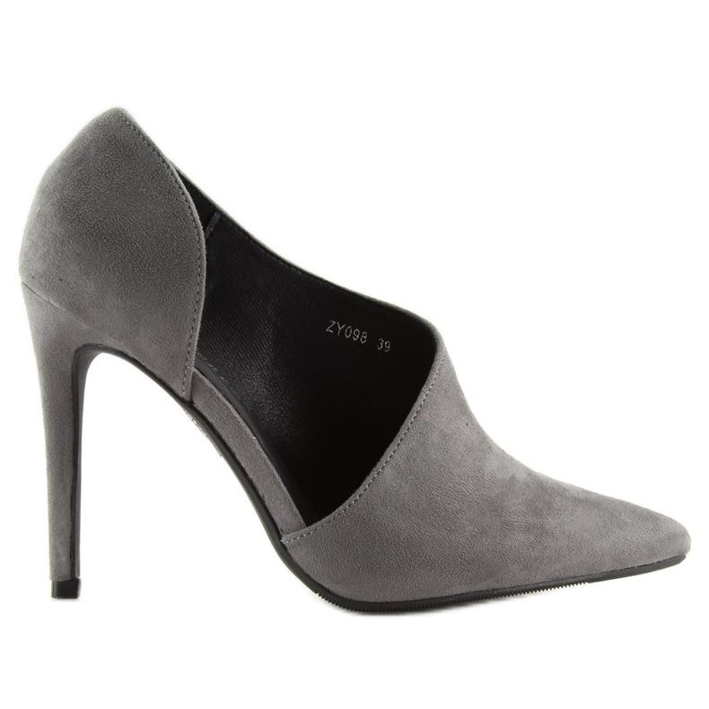 Asymmetrical gray pumps on a gray ZY098 Gray heel grey 1
