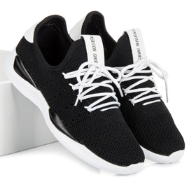 Openwork tied sneakers black 2